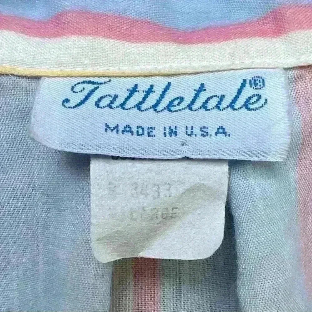 Vintage Pastel Striped Tattletale Shirt with Eyelet Trim Size L - Picture 4 of 5